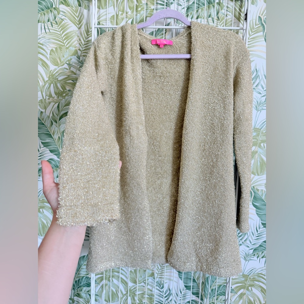 Lilly Pulitzer Woodbury Gold Metallic Cardigan